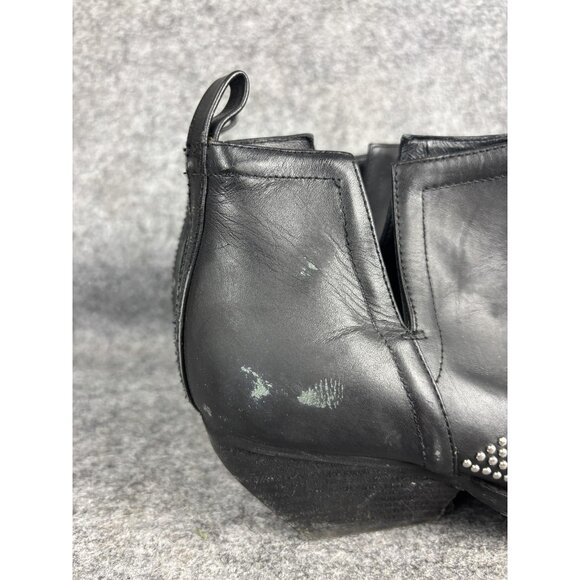 Jeffrey Campbell Boots Womens Size 9 Black Leather Studded Western Ankle Booties - Picture 7 of 11